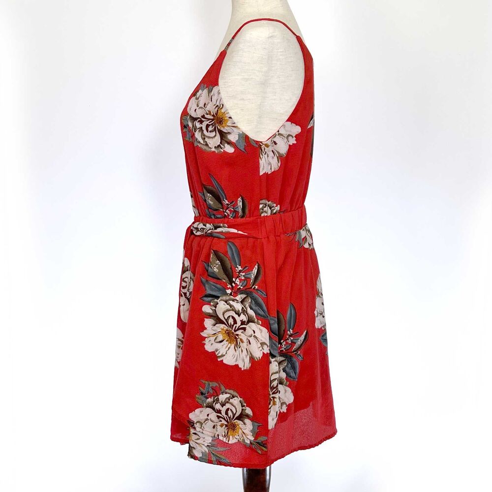 Promesa Red Floral Mini Dress, Spaghetti Straps - Picture 3 of 7